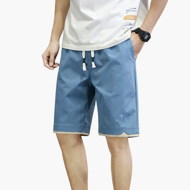 Herren Jogger Shorts mit Kordelzug und kontrastiertem Saum