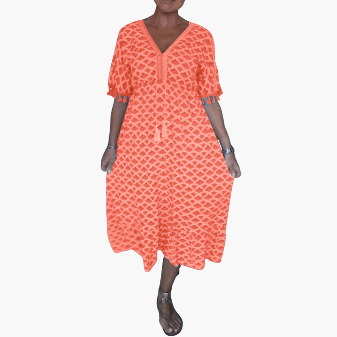 Elegantes Casual V-Ausschnitt Sommerkleid für Frauen - SchmiedeMode