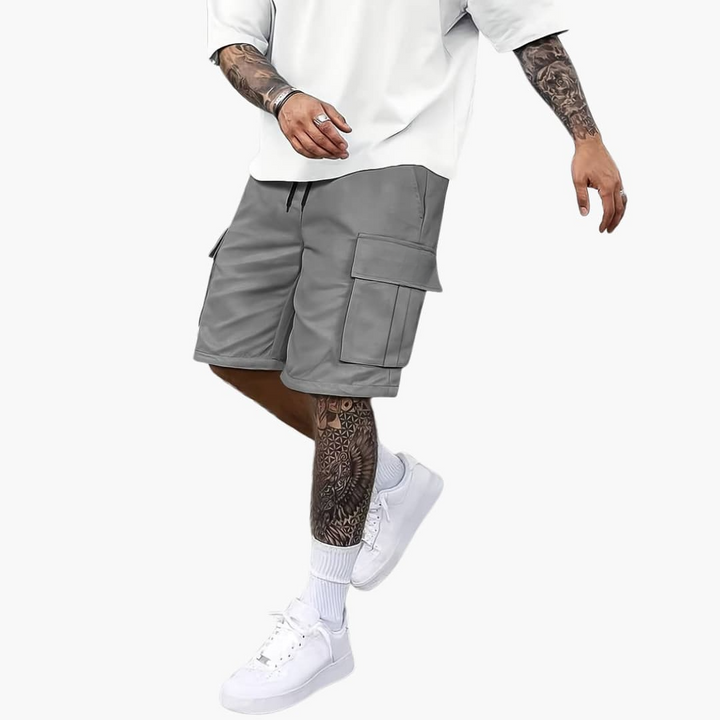 Herren Sommer Cargo Shorts mit Taschen und Kordelzugbund