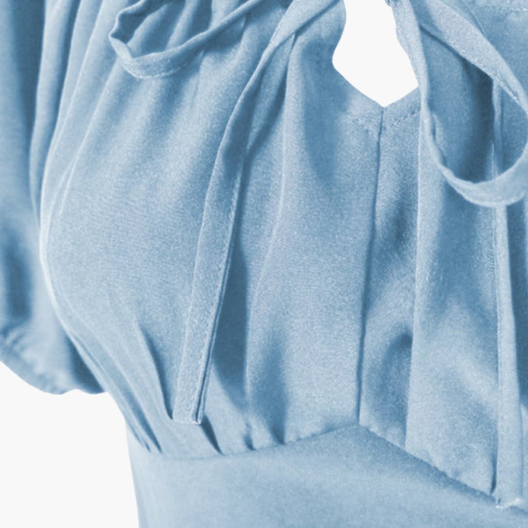 Damen Midikleid mit Puffärmeln und Rüschensaum