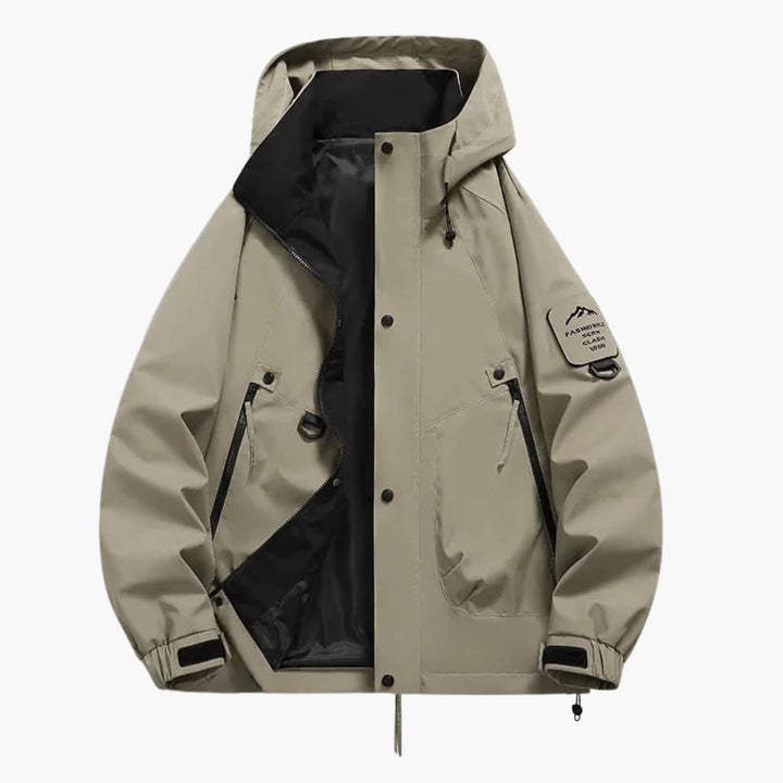 Unisex Skijacke mit Kapuze und Reißverschlusstaschen