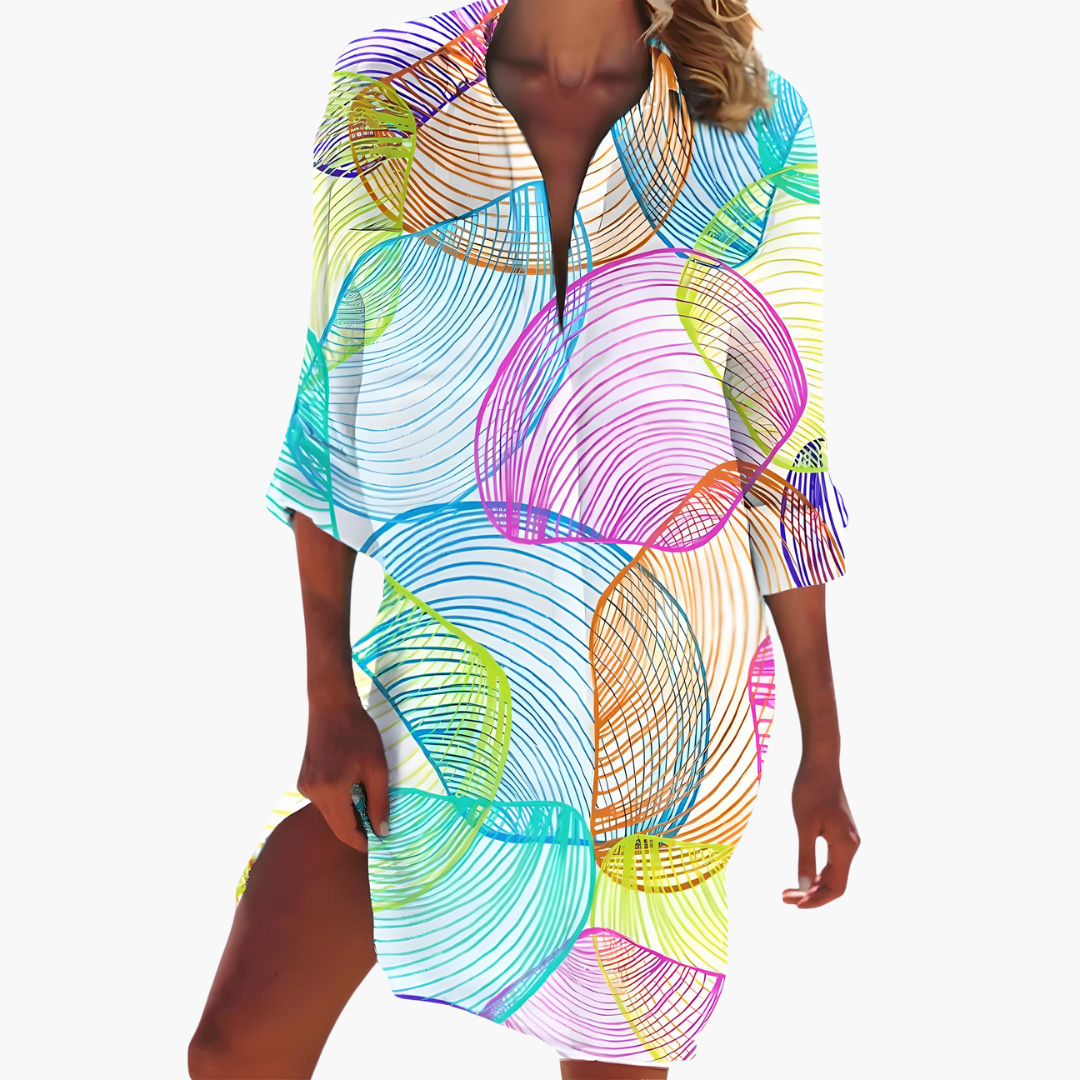 Damen-Hemdkleid mit langen Ärmeln und Knopfleiste