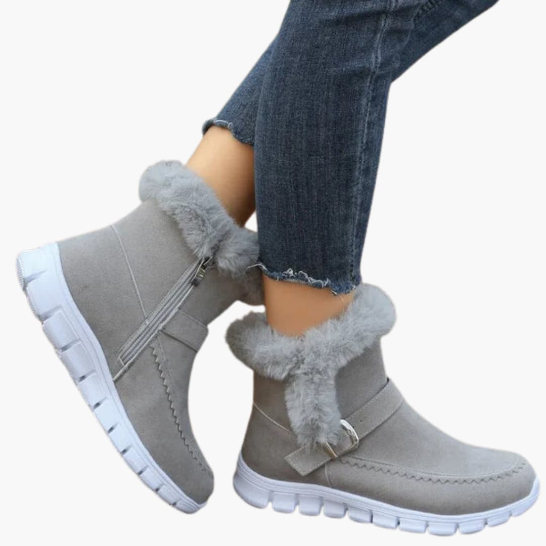 Damen Stiefeletten mit Plüschfutter und Reißverschluss