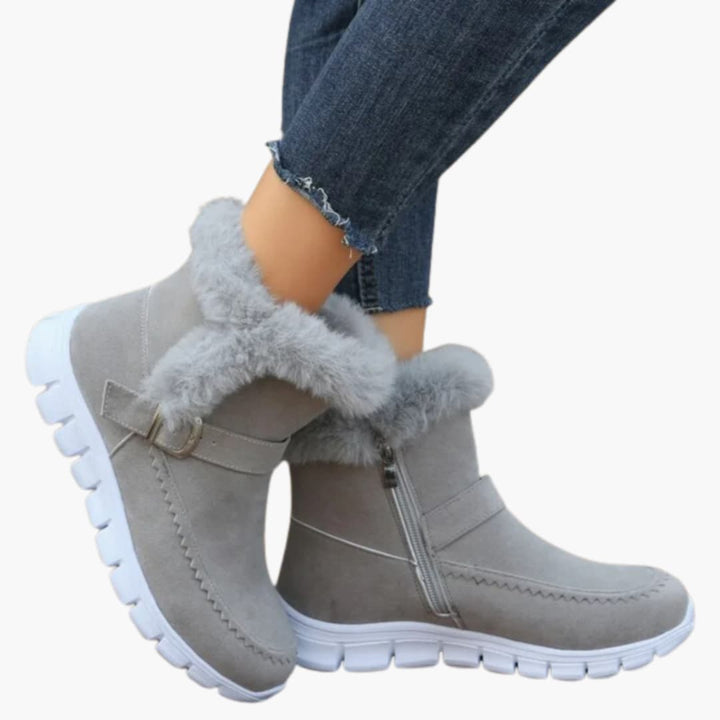 Damen Stiefeletten mit Plüschfutter und Reißverschluss