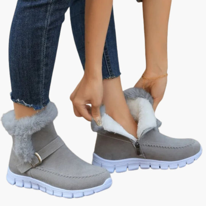 Damen Stiefeletten mit Plüschfutter und Reißverschluss