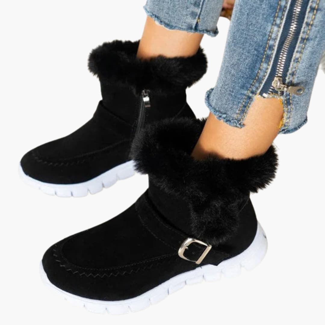 Damen Stiefeletten mit Plüschfutter und Reißverschluss