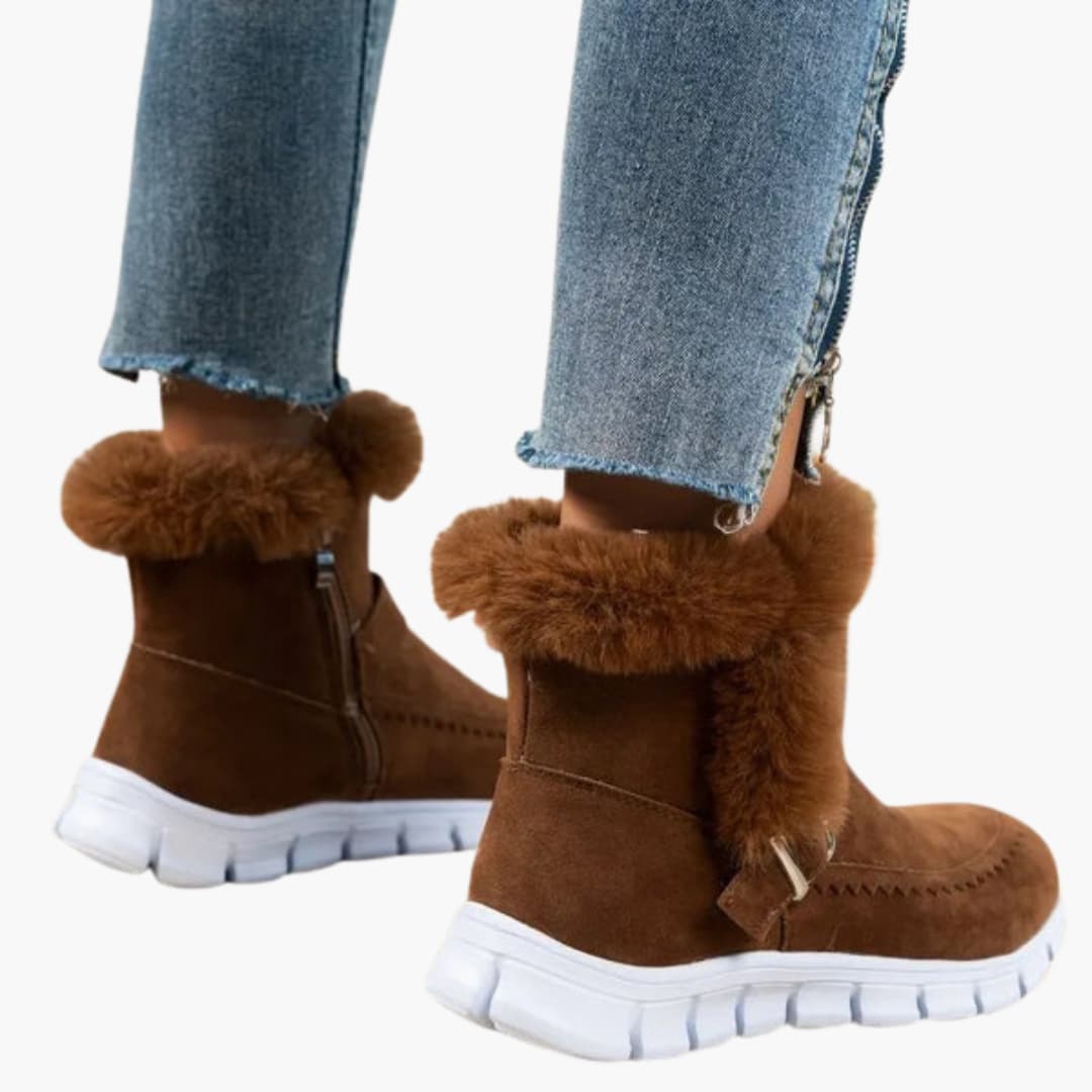 Damen Stiefeletten mit Plüschfutter und Reißverschluss