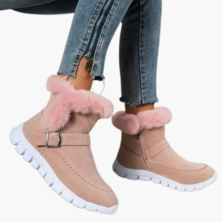 Damen Stiefeletten mit Plüschfutter und Reißverschluss