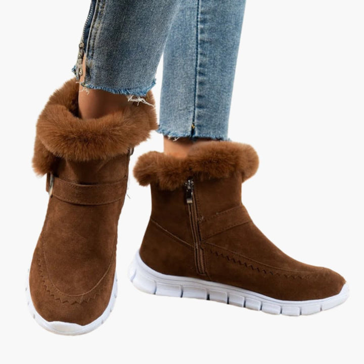 Damen Stiefeletten mit Plüschfutter und Reißverschluss