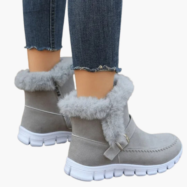 Damen Stiefeletten mit Plüschfutter und Reißverschluss