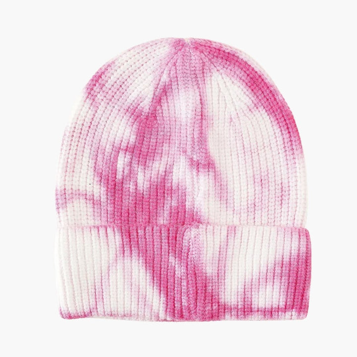 Damen Beanie Mütze mit Batikmuster und Rippkante