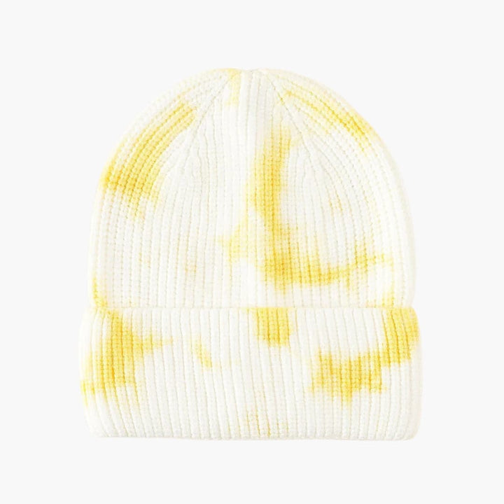 Damen Beanie Mütze mit Batikmuster und Rippkante