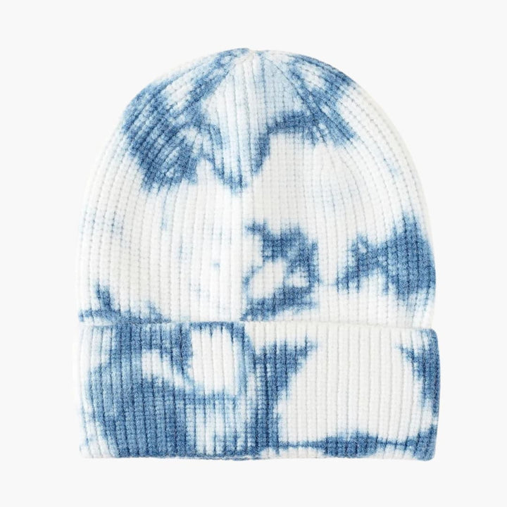Damen Beanie Mütze mit Batikmuster und Rippkante