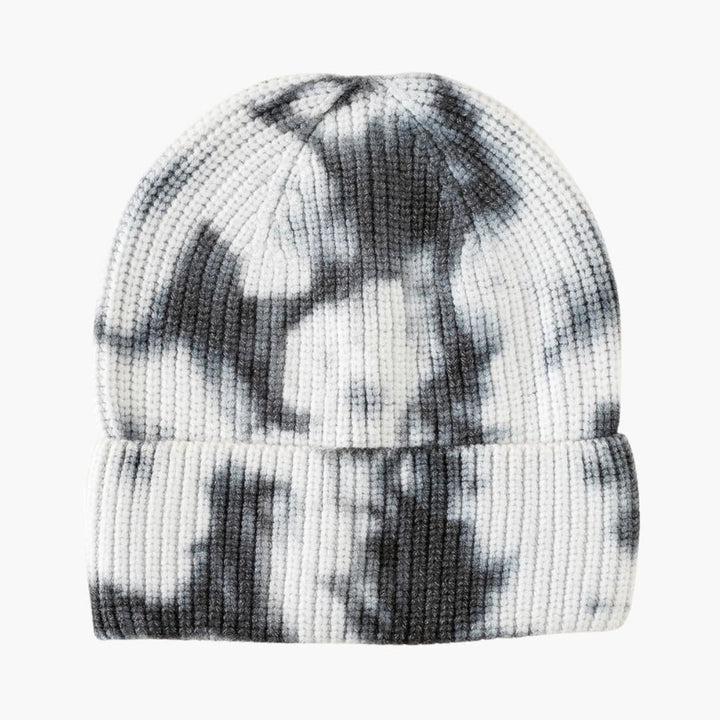 Damen Beanie Mütze mit Batikmuster und Rippkante