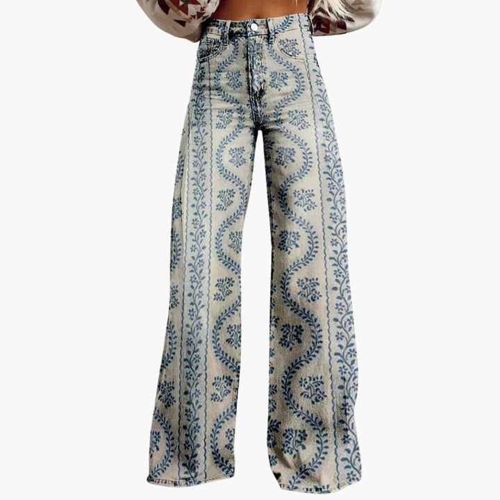 Damen Bedruckte Hose mit weitem Bein