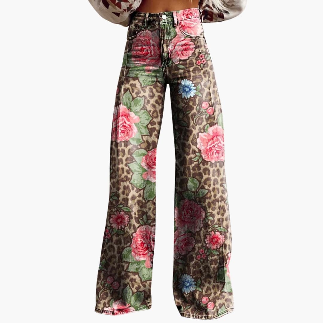 Damen Bedruckte Hose mit weitem Bein