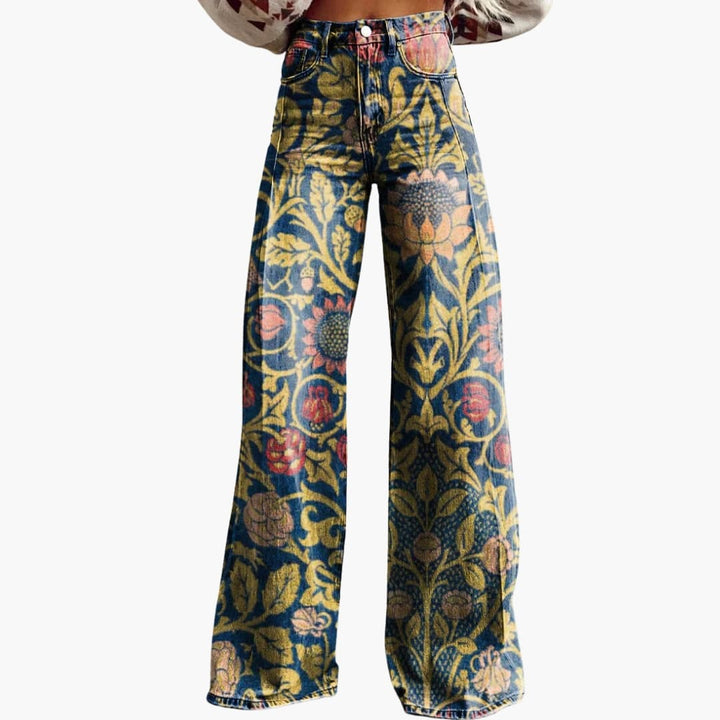 Damen Bedruckte Hose mit weitem Bein