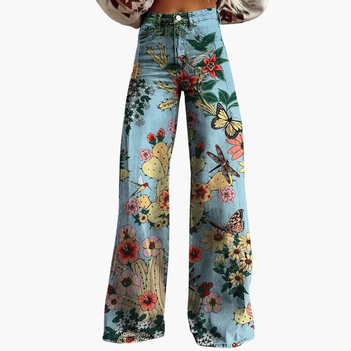 Damen Bedruckte Hose mit weitem Bein