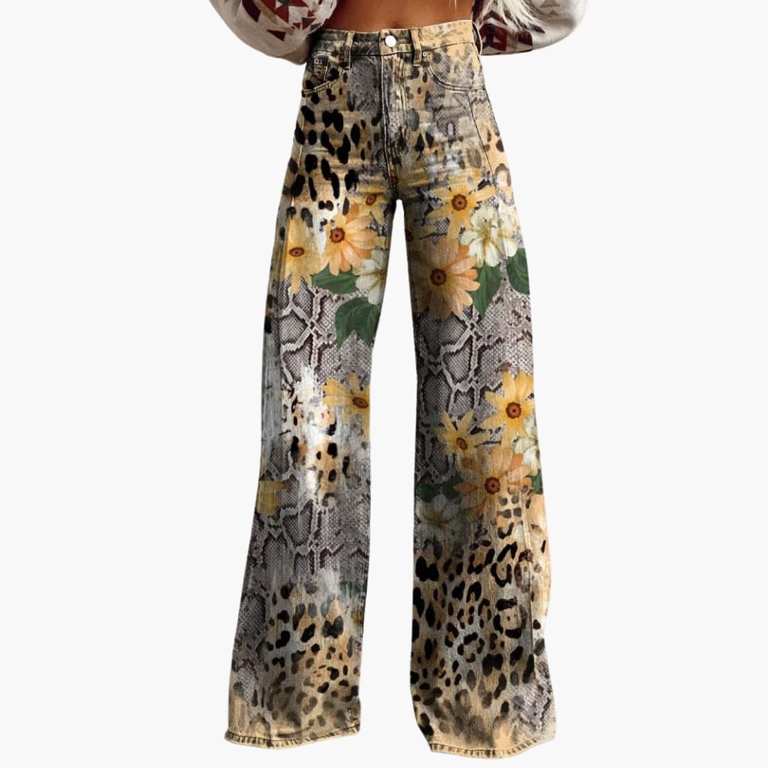 Damen Bedruckte Hose mit weitem Bein