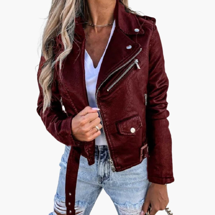 Damen Bikerjacke mit Reverskragen und Reißverschlusstaschen