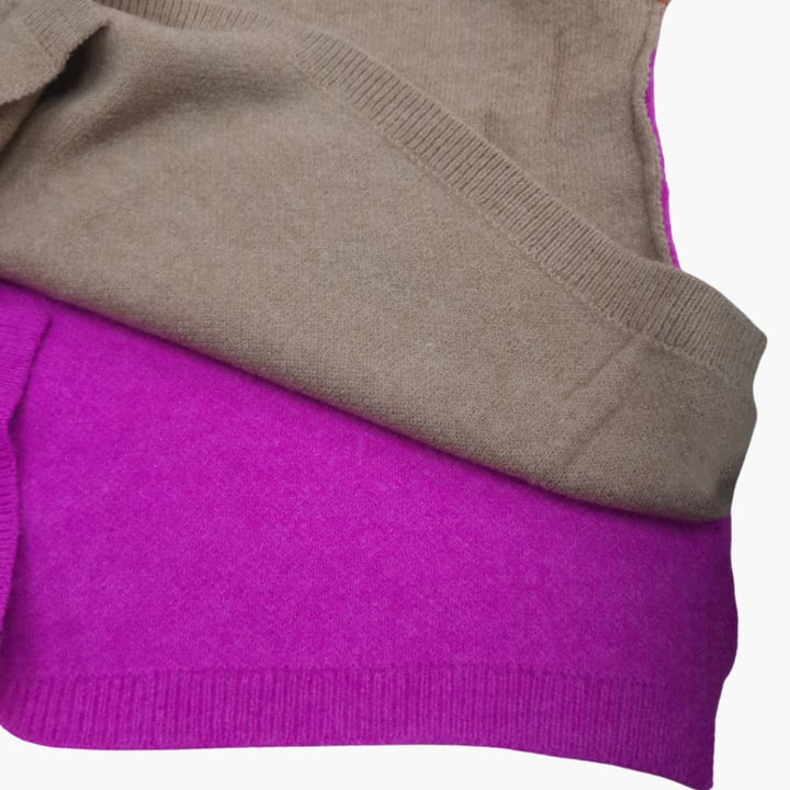 Damen Colorblock Strickpullover mit hohem Kragen