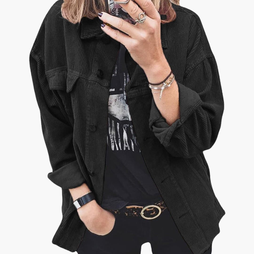 Damen Cordjacke mit Aufgesetzten Taschen