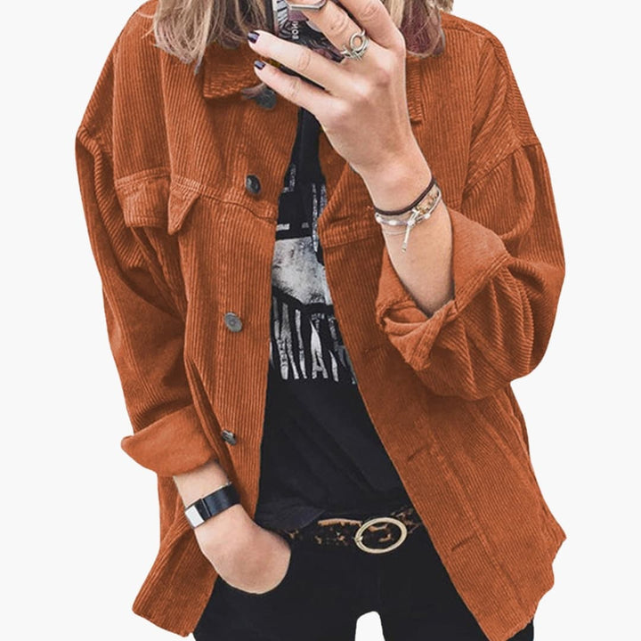 Damen Cordjacke mit Aufgesetzten Taschen