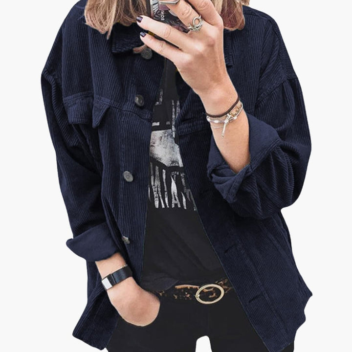 Damen Cordjacke mit Aufgesetzten Taschen