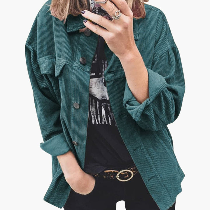 Damen Cordjacke mit Aufgesetzten Taschen