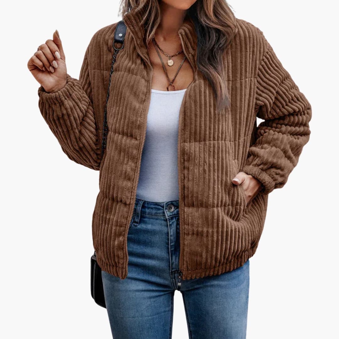 Damen Cordjacke mit Seitentaschen