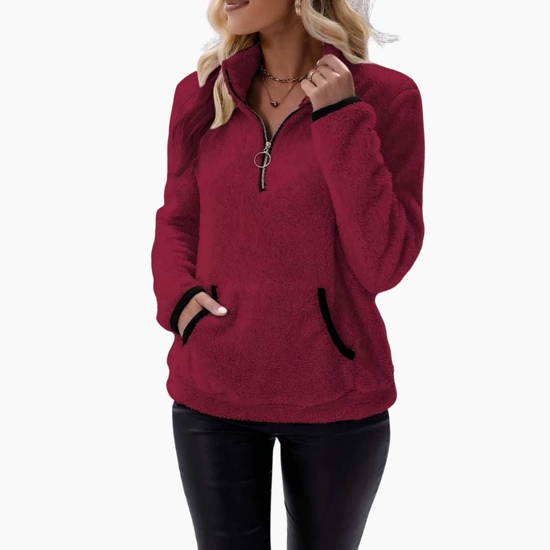 Damen Fleece Pullover mit Halbzip