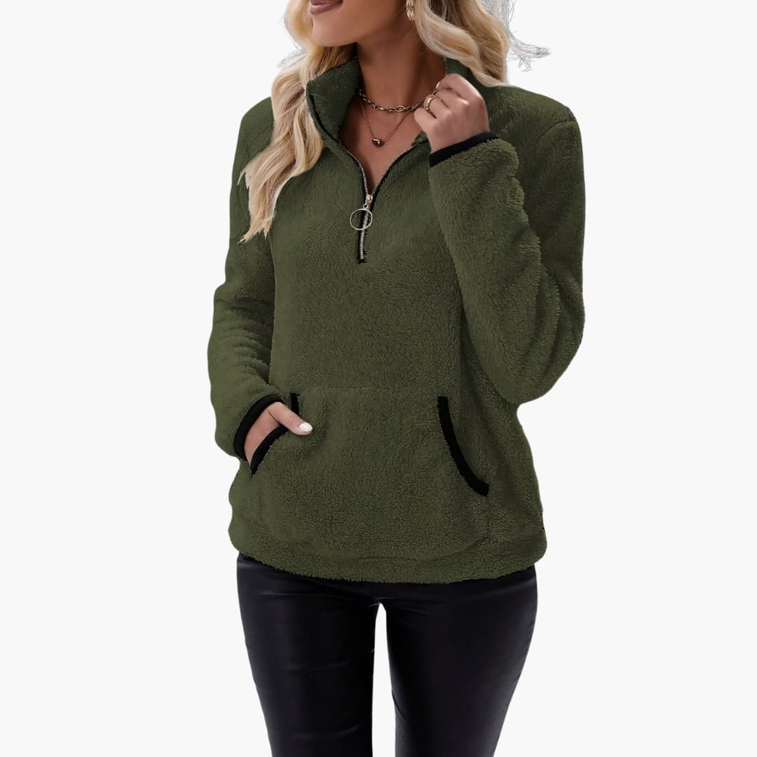 Damen Fleece Pullover mit Halbzip