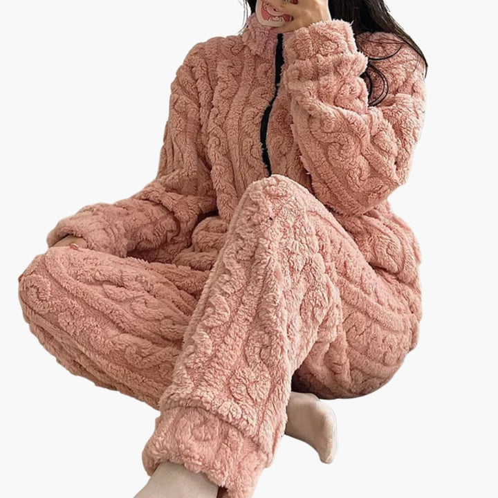 Damen Fleece Set mit Reißverschluss Jacke