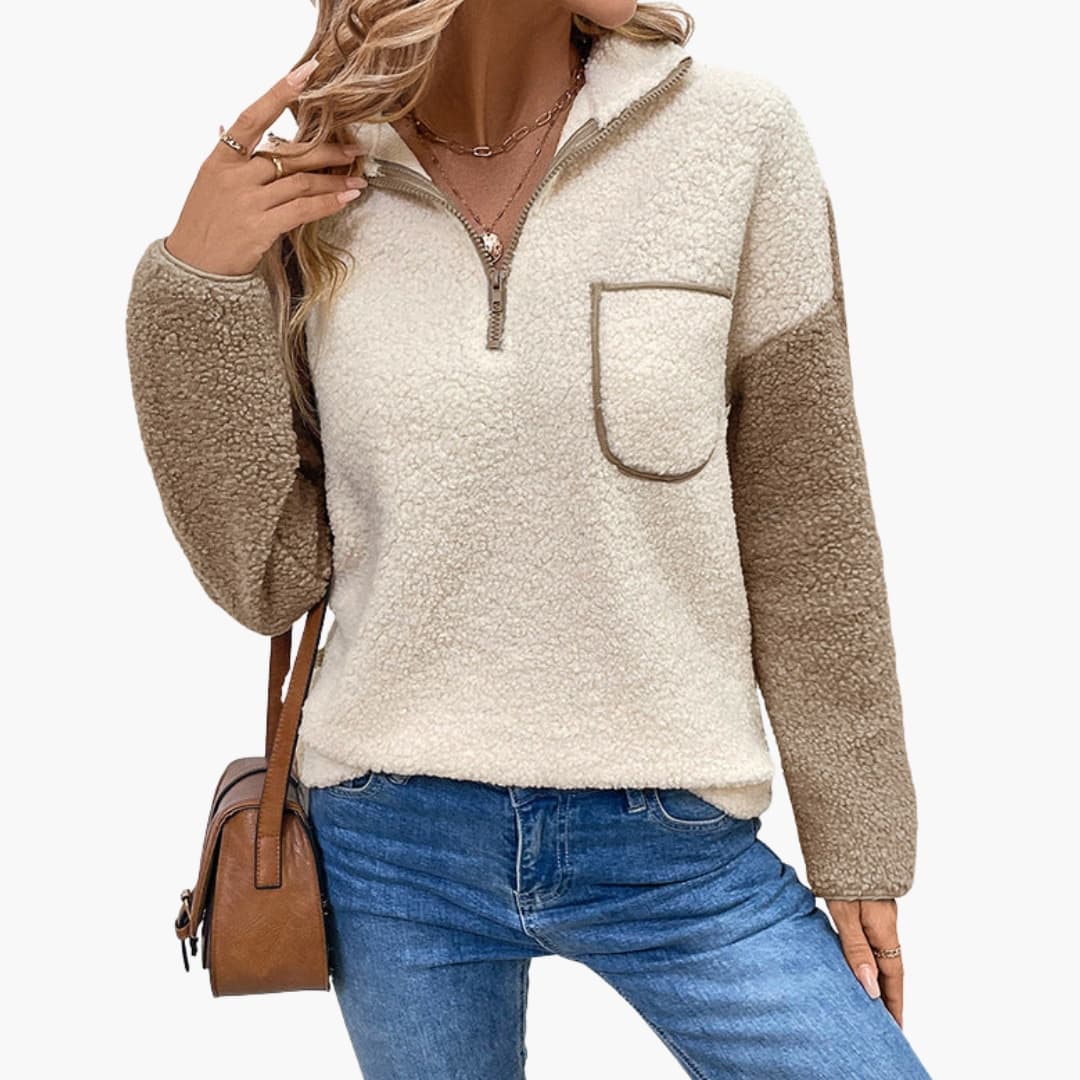 Damen Fleecepullover mit tasche