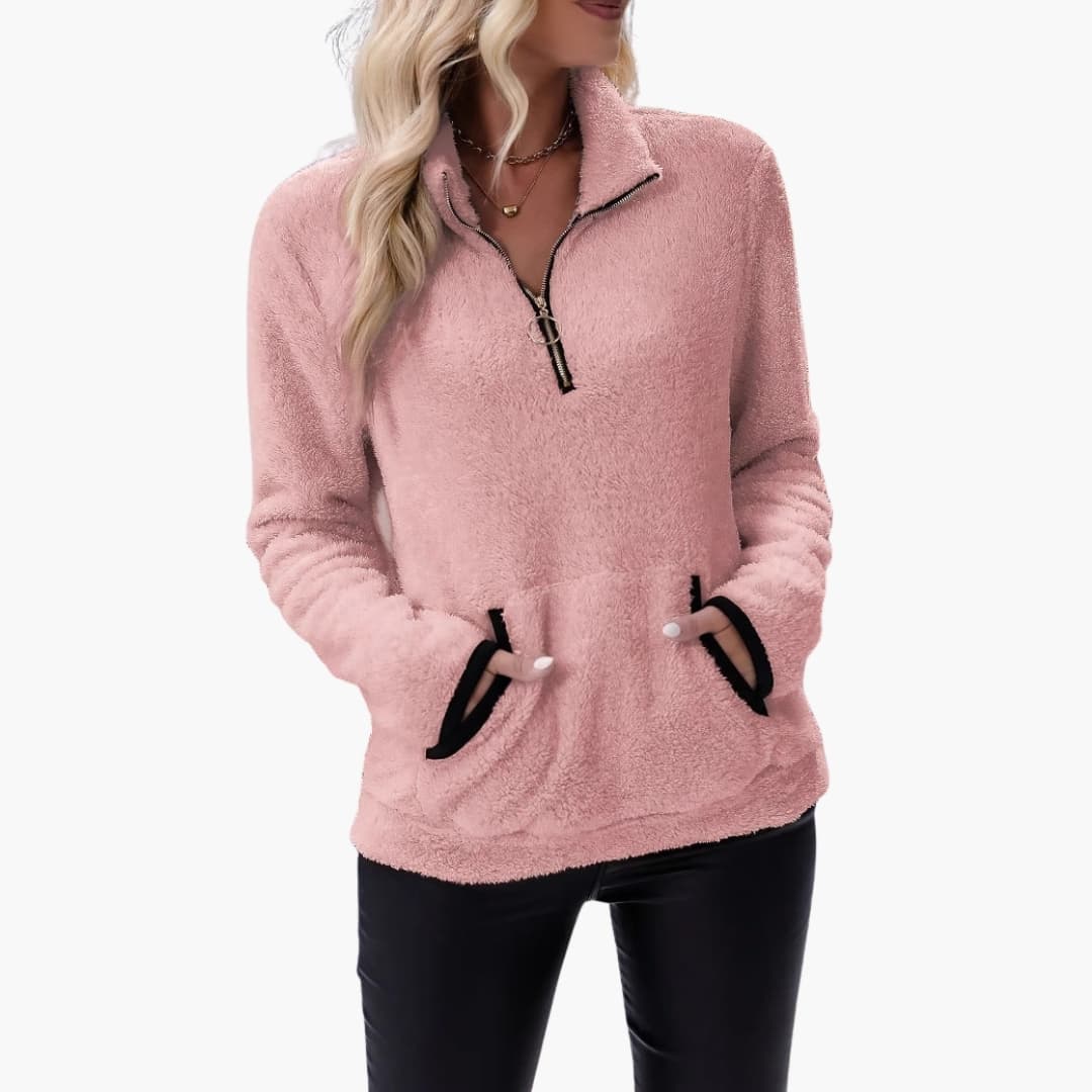 Damen Fleecepullover mit Halbzipp