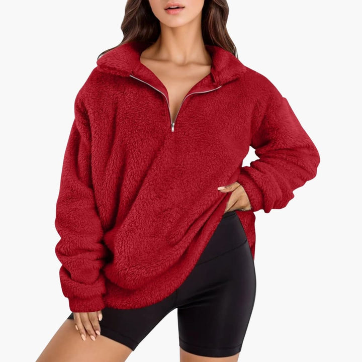 Damen Fleecepullover mit Halbzipp und langen Ärmeln