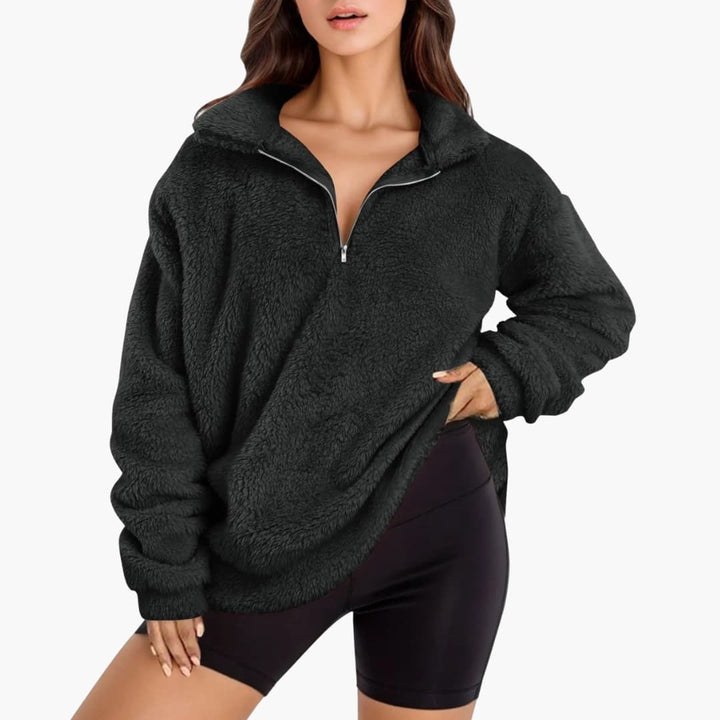 Damen Fleecepullover mit Halbzipp und langen Ärmeln