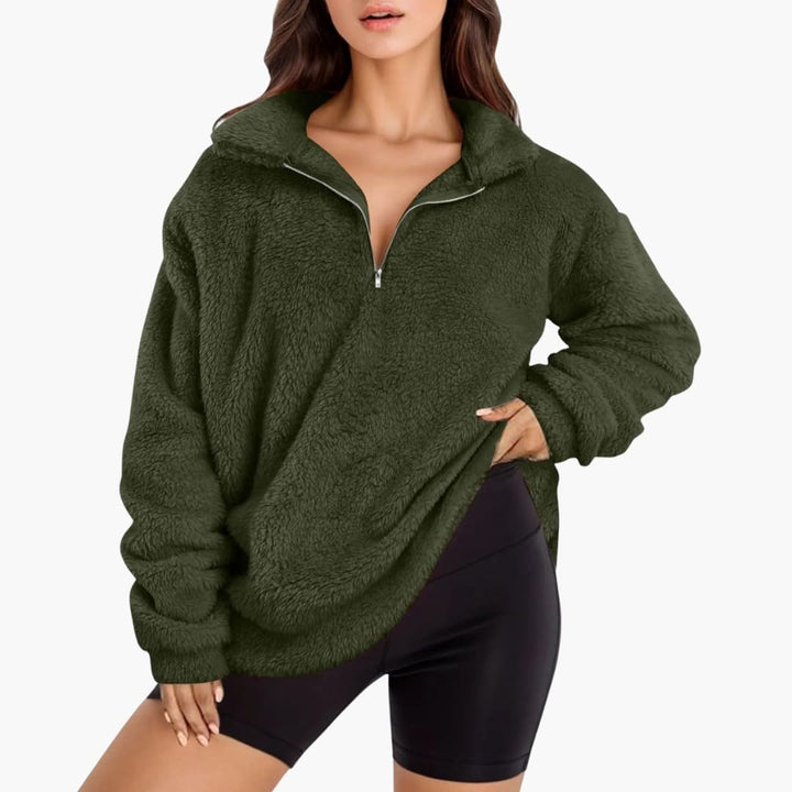 Damen Fleecepullover mit Halbzipp und langen Ärmeln