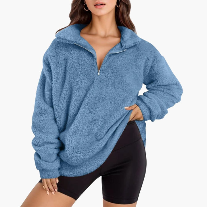 Damen Fleecepullover mit Halbzipp und langen Ärmeln