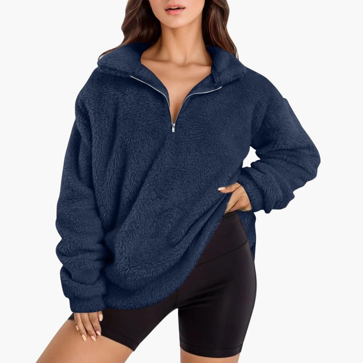 Damen Fleecepullover mit Halbzipp und langen Ärmeln