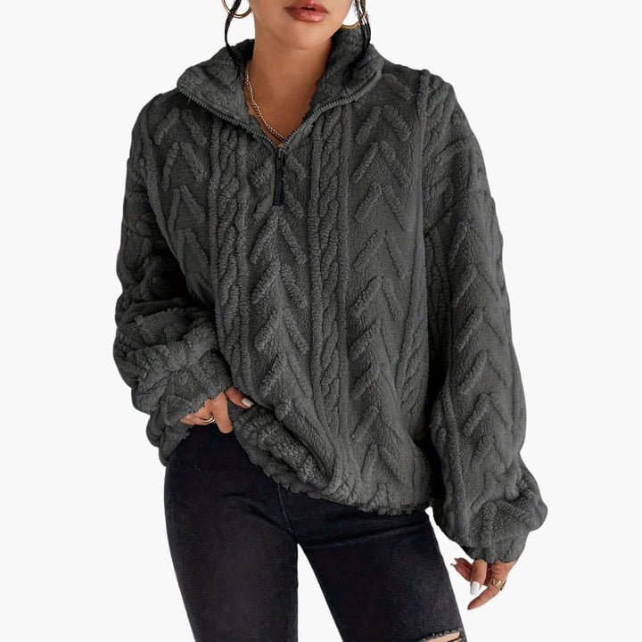 Damen Fleecepullover mit Zopfmuster