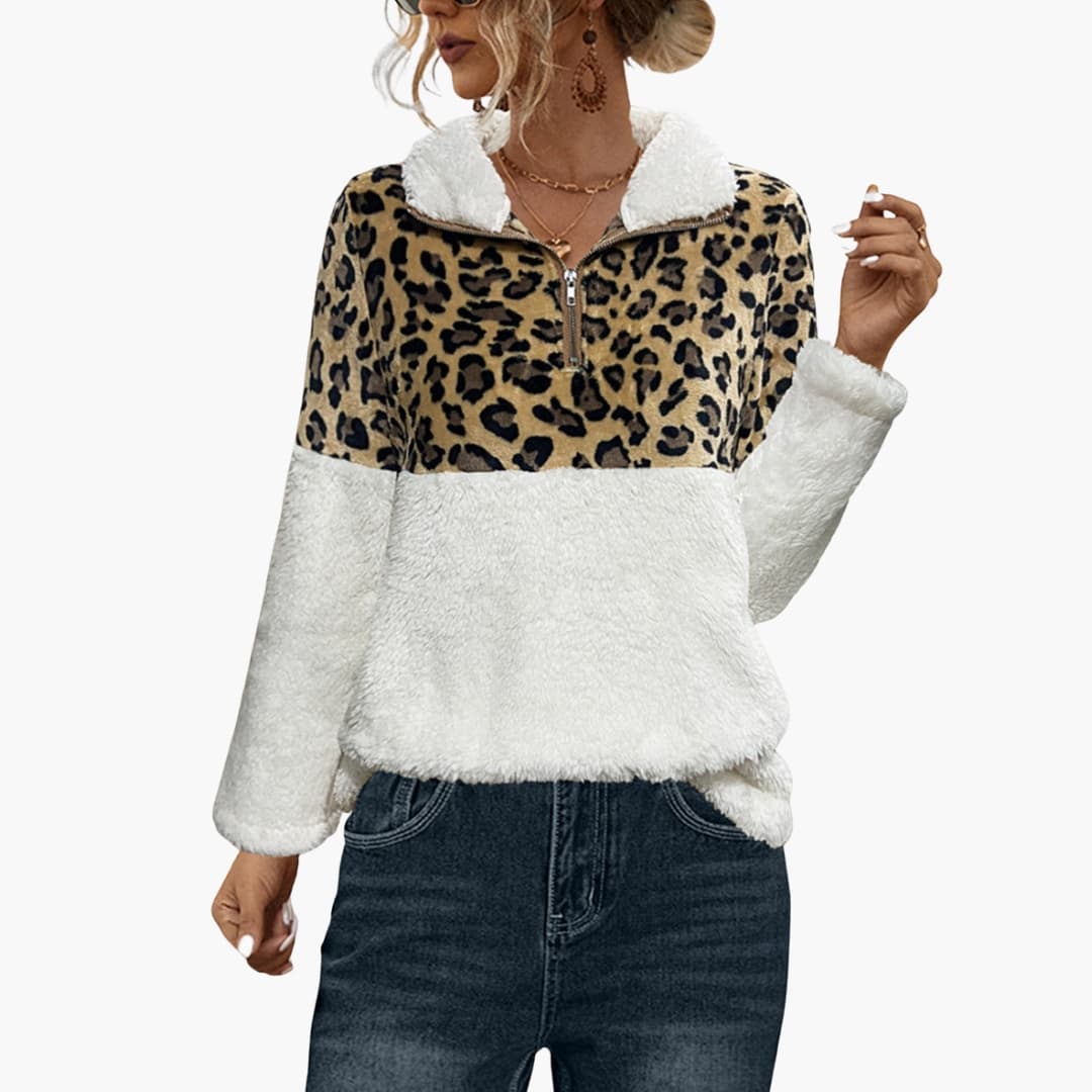 Damen Fleecepullover mit halbem Reißverschluss