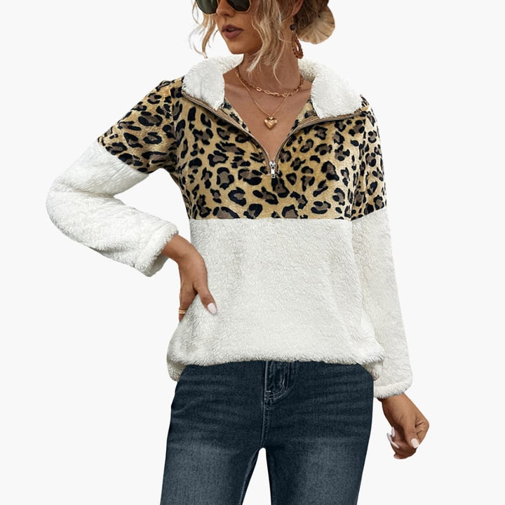 Damen Fleecepullover mit halbem Reißverschluss