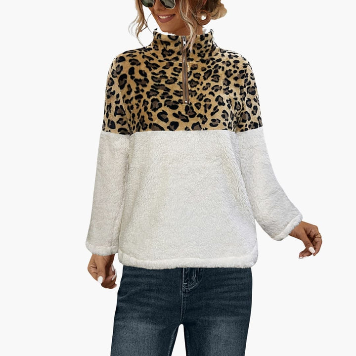 Damen Fleecepullover mit halbem Reißverschluss