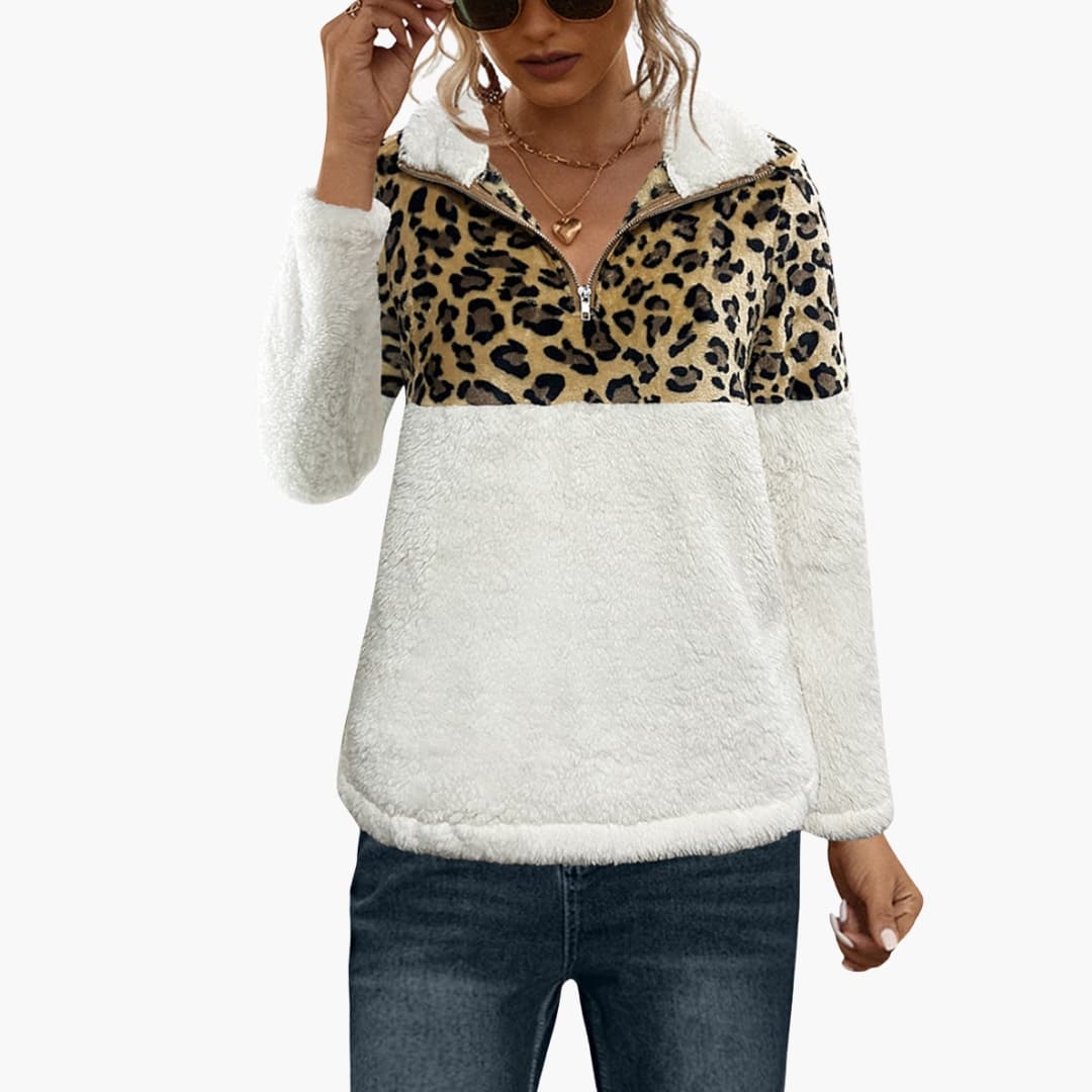 Damen Fleecepullover mit halbem Reißverschluss