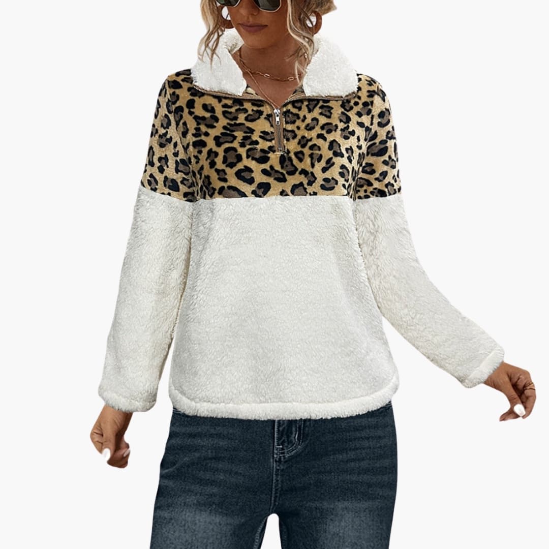 Damen Fleecepullover mit halbem Reißverschluss