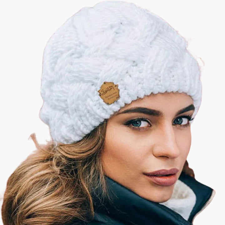 Damen Gestrickte Wintermütze mit runder Form und Rippoberfläche