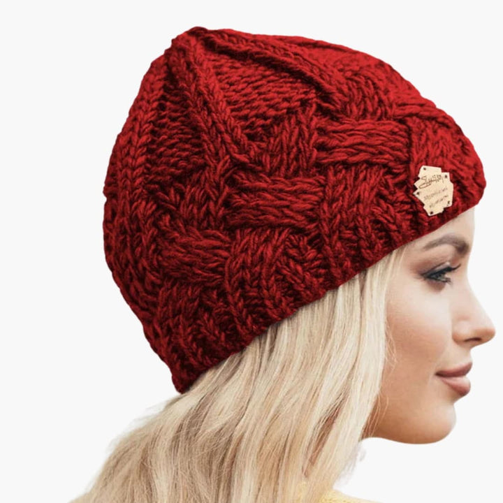 Damen Gestrickte Wintermütze mit runder Form und Rippoberfläche