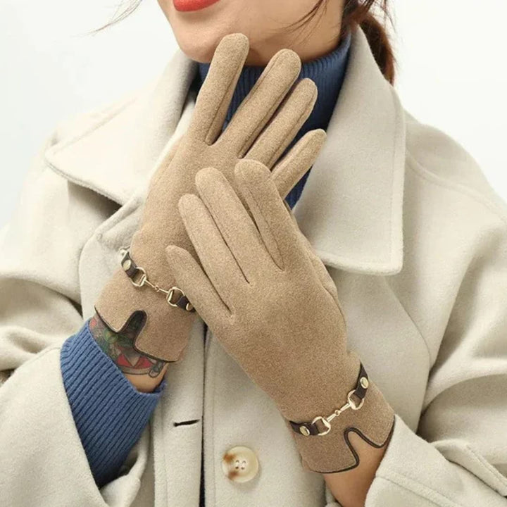 Damen Handschuhe mit Innenfutter und elastischen Bündchen