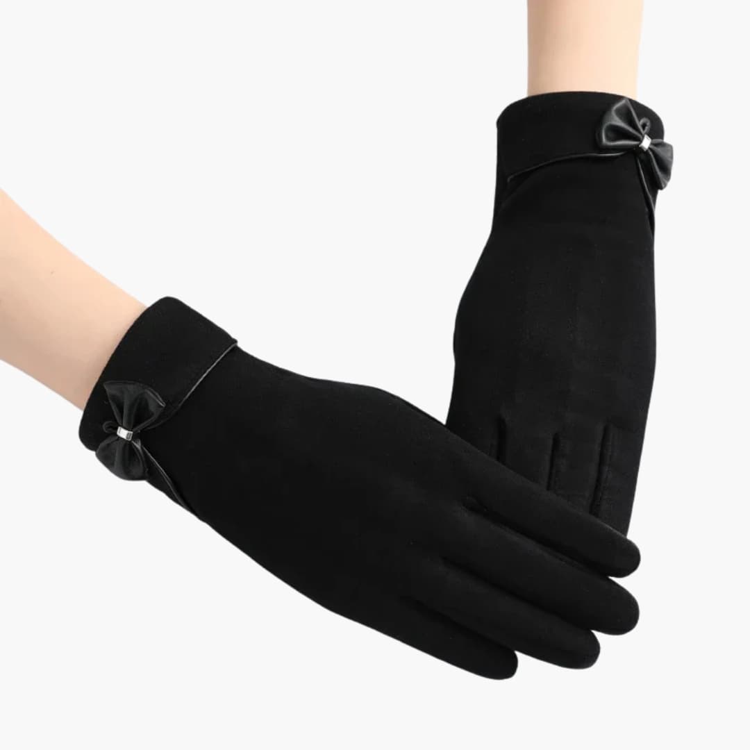 Damen Handschuhe mit Plüschfutter und strukturierter Außenschicht